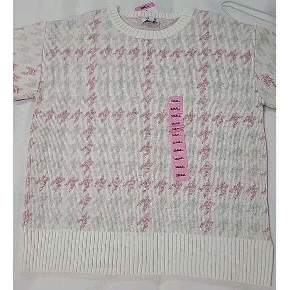 NWT 525 Super Soft Crewneck Pullover Ivory Pink Lurex Fair isle Sweater Sz S - Picture 10 of 11